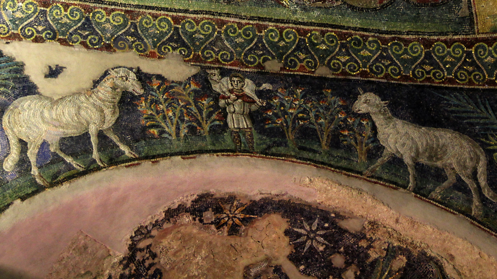 Mosaik mit Lämmern