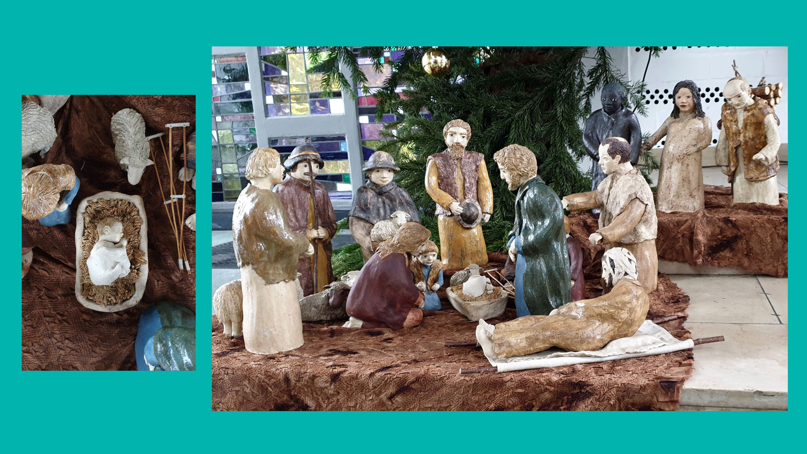 Krippenfiguren aus Keramik wie im Text beschrieben