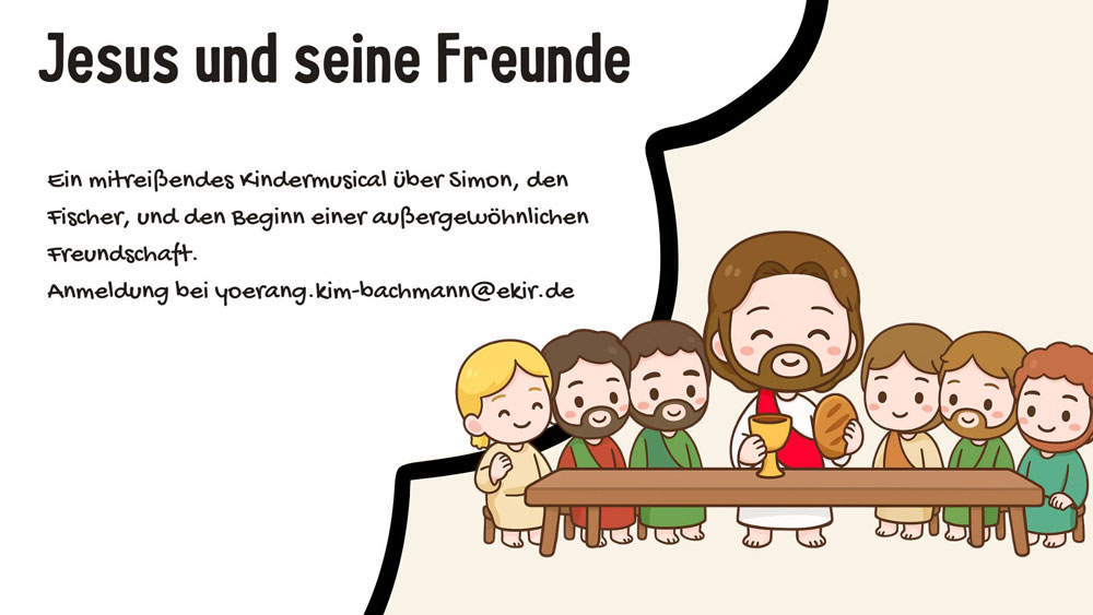 Symbolgrafik: Jesus isst mit seinen Freunden