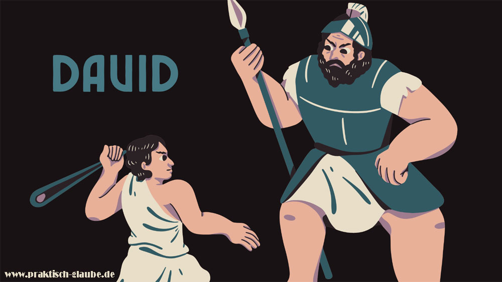 David k&auml;mpft mit Steinschleuder gegen Goliath
