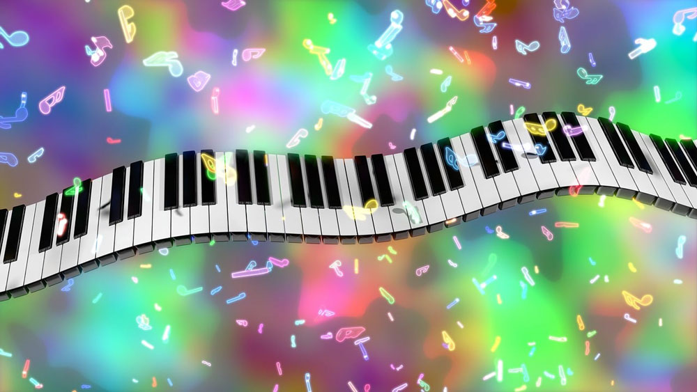 Klaviatur, bunte Dekoration